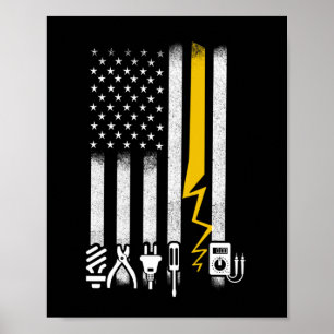 Electrician US Flagga Verktyg for Electrician Poster