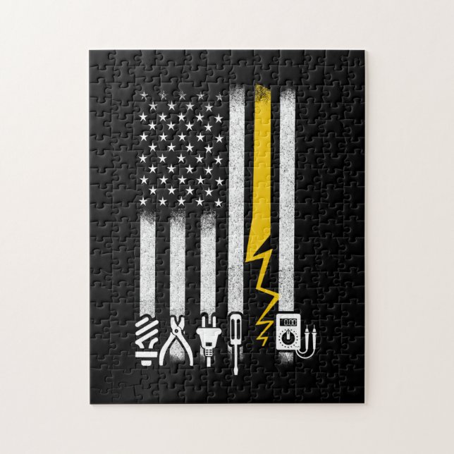 Electrician US Flagga Verktyg for Electrician Pussel (Vertikal)