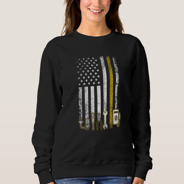 Electrician US Flagga Verktyg for Electrician T Shirt (Framsida)