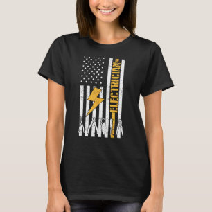 Electrician USA flagga Electricity Worker Lineman T Shirt