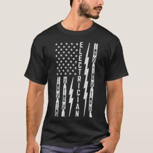 Electrician Verktyg, Flash & American Flagga Funny T Shirt