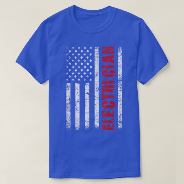 ElectricianUSA Flagga Lineman Electrical Worker Re T Shirt (Design framsida)