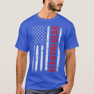 ElectricianUSA Flagga Lineman Electrical Worker Re T Shirt