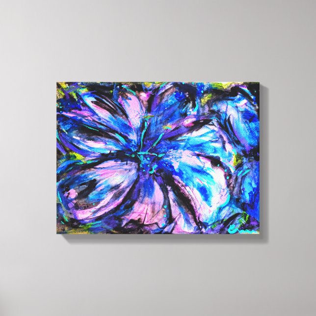 Électrique | Art floral abstrait vibrant Canvastryck (Framsida)