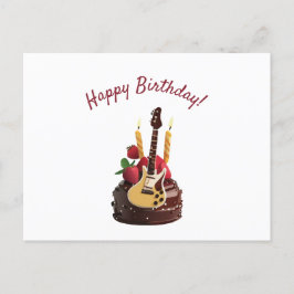 Electro Guitar Chocolate Strawberry Birthday Cake Vykort