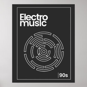 Electro Maze 90-tals Techno T-shirt Poster