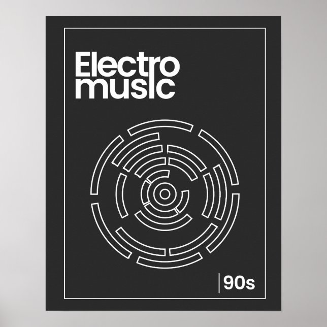 Electro Maze 90-tals Techno T-shirt Poster (Framsidan)