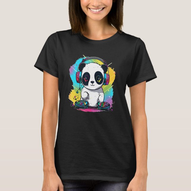 Electro Music Panda Dj Techno EDM-festival T Shirt (Framsida)