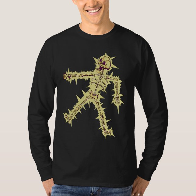 Electrocuted Skeleton Halloween T Shirt (Framsida)