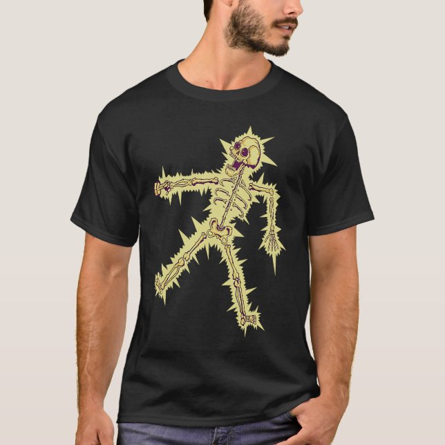 Electrocuted Skeleton Halloween T Shirt (Framsida)
