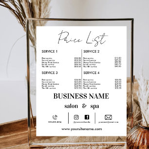 Electronic Business Pris List Makeup Hair Nagel Poster