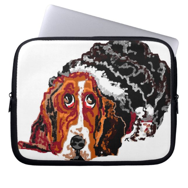 Electronics Bag; Basset Hound Hund Laptop Fodral (Framsidan)