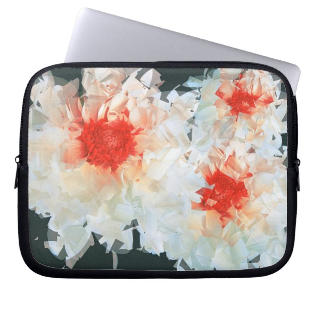 Electronics Bag Flowers White Black Cubist Laptop Fodral (Framsidan)