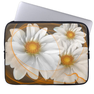 Electronics Bag Flowers White Black Orange Laptop Fodral