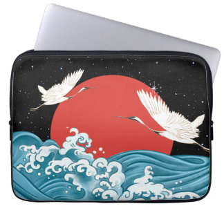 Electronics Bag japanese koi vågar i vita fåglar Laptop Fodral