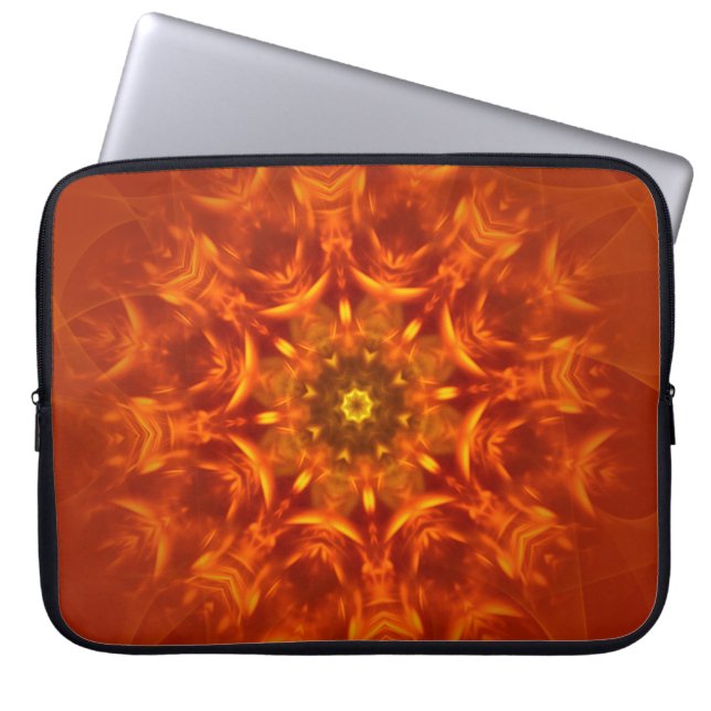 Electronics Bag Mandala Sunlight Orange Mönster Laptop Fodral (Framsidan)