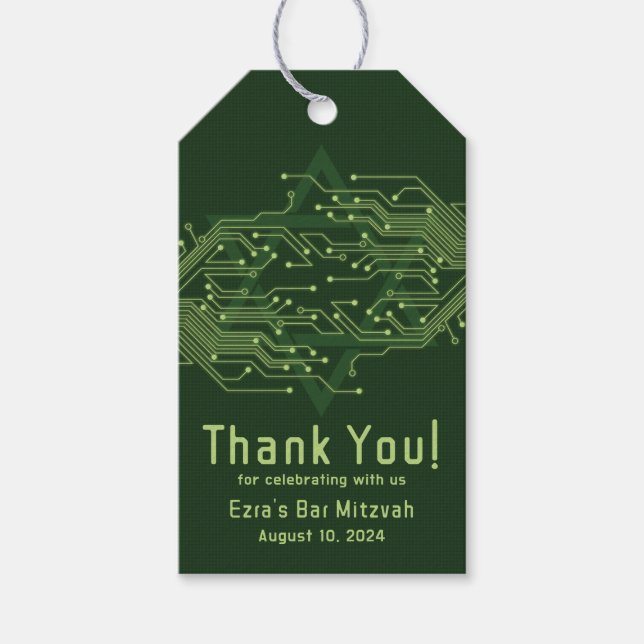 Electronics Computer Circuit Board Pub Mitzvah Presentetikett (Framsidan)