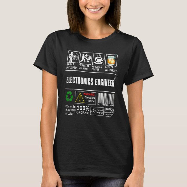 Electronics Ingenjör Label Skills Solving Coffee W T Shirt (Framsida)