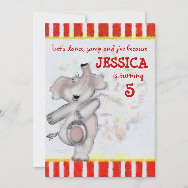 Elefanatisk födelsedag inbjudningar (Framsida)