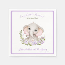 Elefant 1:a födelsedag Anpassningsbar Lila