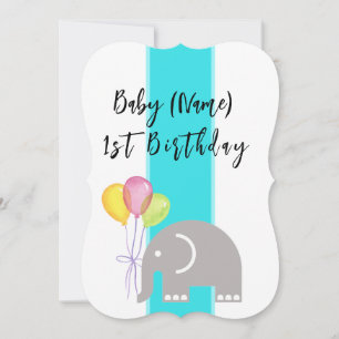 Elefant 1-års födelsedags vykort