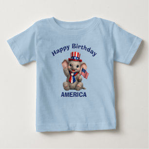 Elefant (5d) Patriotisk Barn T-Shirt