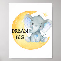 Elefant Akvarell Dröm Stort Baby Pojke Barnkammare
