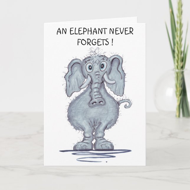 Elefant Aldrig Forgets Kort (Framsida)