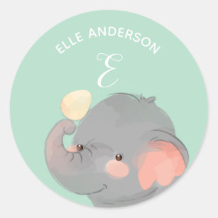 Elefant ・ Alfabet Monogram Cute School Daycare Runt Klistermärke