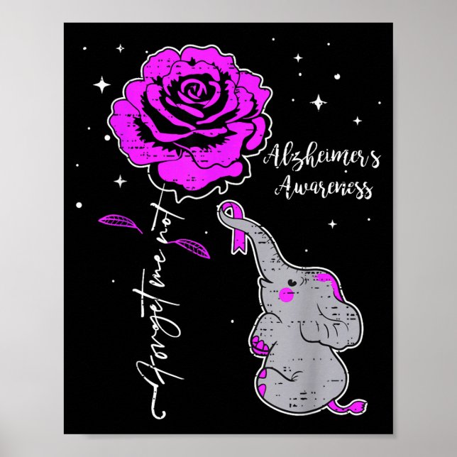 Elefant Alzheimers Medvetenhet Band Lila Poster (Framsidan)