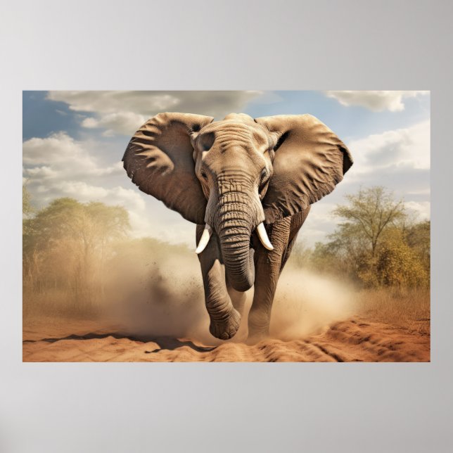 Elefant Animal Nature Majestic Vild Poster (Framsidan)