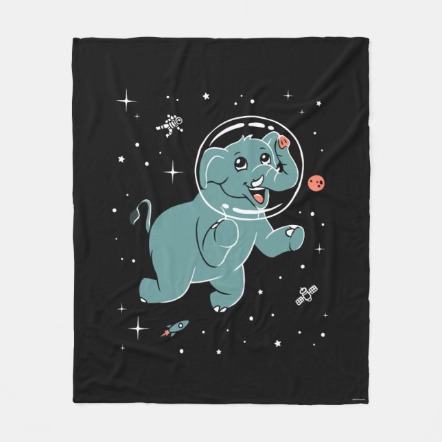 Elefant Animals in Space Fleecefilt (Framsidan)