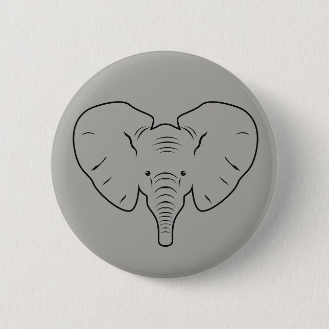 Elefant ansikte silhuett knapp (Framsida)