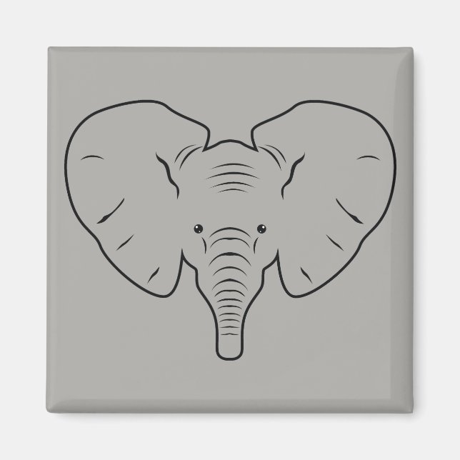 Elefant ansikte silhuett magnet (Framsidan)