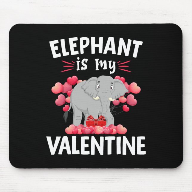 Elefant är min valentin Glad Alla Hjärtans Dag Ele Musmatta (Framsidan)
