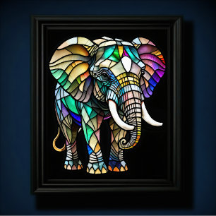 Elefant av fastfärgat glas poster