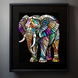 Elefant av fastfärgat glas poster