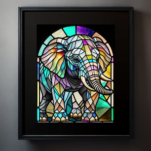 Elefant av fastfärgat glas poster