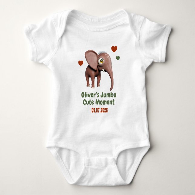 Elefant Baby Anpassat Namn Datum Sött Ögonblick T Shirt (Framsida)