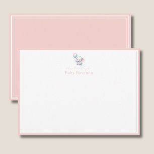Elefant Baby Blush Rosa Kant Barnkammare Ny Baby Anteckningskort