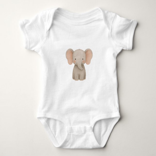 Elefant Baby Bodysuit T Shirt (Framsida)
