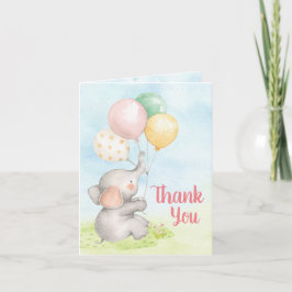Elefant Baby Flickor Shower Tackkort