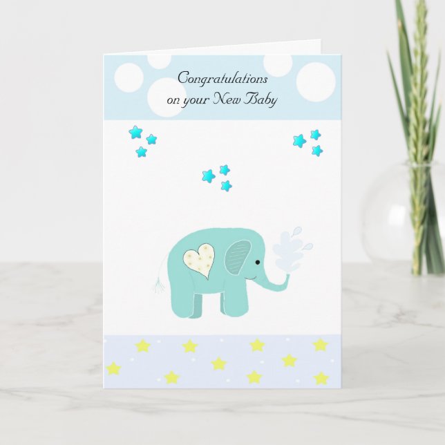 Elefant Baby Grattis Kort (Framsida)
