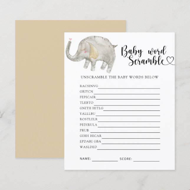 Elefant - Baby Ordspråk Lek (Fram/baksida)