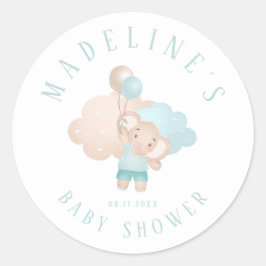 Elefant Baby Pojke Baby Shower Förmån/Klistermärke Runt Klistermärke