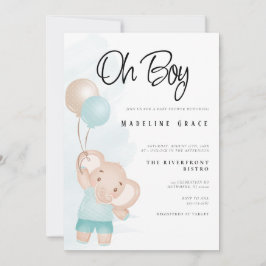 Elefant Baby Pojke Baby Shower Inbjudan