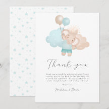 Elefant Baby Pojke Baby Shower Tackkort