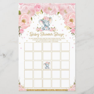 Elefant Baby Shower Bingo Spel Aktivitet Baby Flic