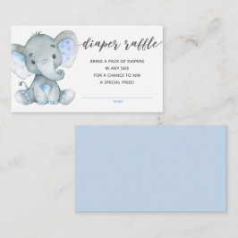 Elefant Baby Shower Blöja Lotteri Biljett (Blå) Tilläggskort
