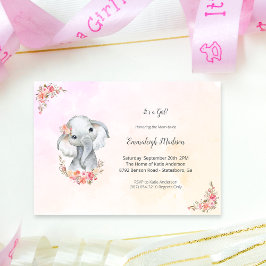 Elefant Baby Shower Boho Chic Korall Vattenfärg Inbjudningar